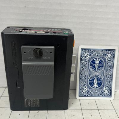 Sale Photo Thumbnail #907: Classic Aiwa cassette player with three TDK D90 blank tapes.