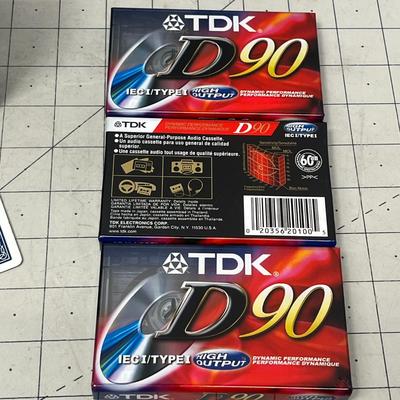 Sale Photo Thumbnail #911: Classic Aiwa cassette player with three TDK D90 blank tapes.