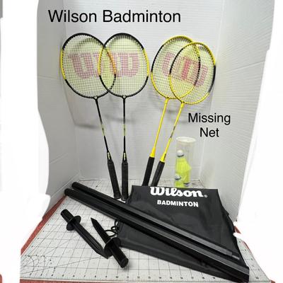 Sale Photo Thumbnail #946: Includes 4 rackets, birdies, poles, carrying case, missing net.