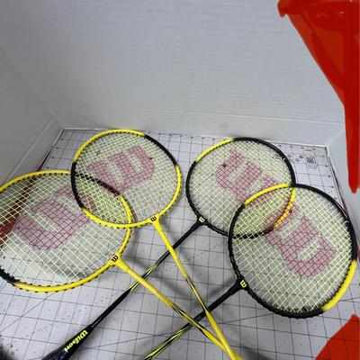 Sale Photo Thumbnail #948: Includes 4 rackets, birdies, poles, carrying case, missing net.