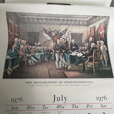 Sale Photo Thumbnail #981: 1976 calendar featuring Currier & Ives art, historical collectible.