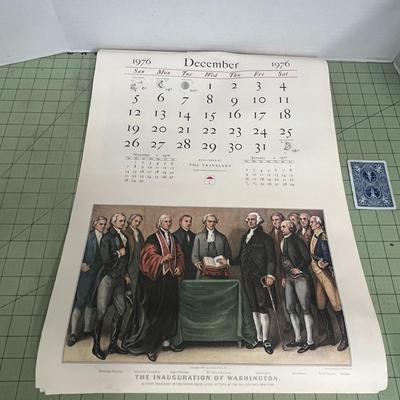 Sale Photo Thumbnail #974: 1976 calendar featuring Currier & Ives art, historical collectible.