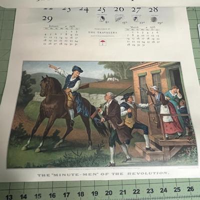 Sale Photo Thumbnail #977: 1976 calendar featuring Currier & Ives art, historical collectible.
