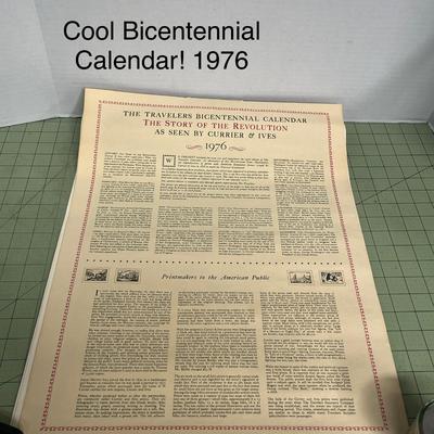 Sale Photo Thumbnail #972: 1976 calendar featuring Currier & Ives art, historical collectible.