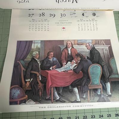 Sale Photo Thumbnail #978: 1976 calendar featuring Currier & Ives art, historical collectible.
