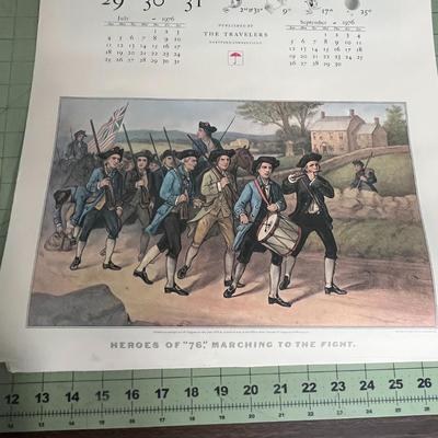 Sale Photo Thumbnail #975: 1976 calendar featuring Currier & Ives art, historical collectible.
