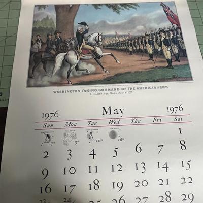 Sale Photo Thumbnail #984: 1976 calendar featuring Currier & Ives art, historical collectible.