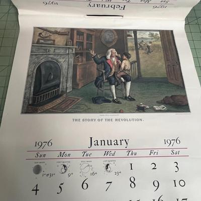 Sale Photo Thumbnail #983: 1976 calendar featuring Currier & Ives art, historical collectible.