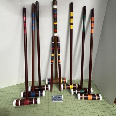 Sale Photo Thumbnail #996: Includes mallets, balls, wickets, stakes, and card