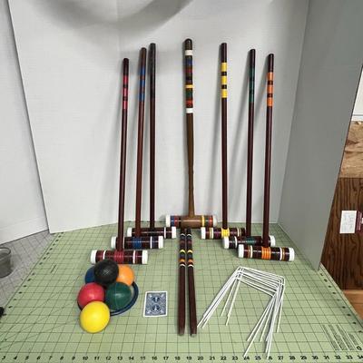 Sale Photo Thumbnail #992: Includes mallets, balls, wickets, stakes, and card