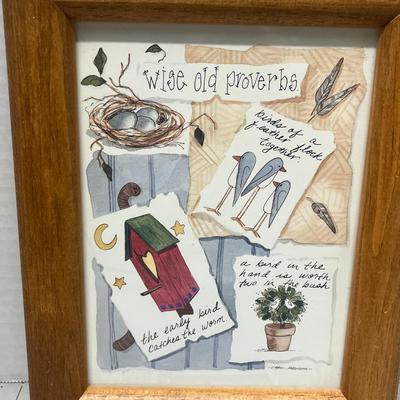 Sale Photo Thumbnail #1004: Framed 8x10 art with charming illustrated proverbs