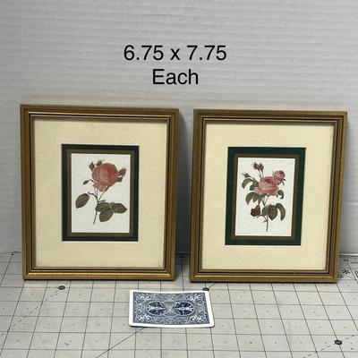 Sale Photo Thumbnail #1008: Two floral artworks, each 6.75 x 7.75 inches