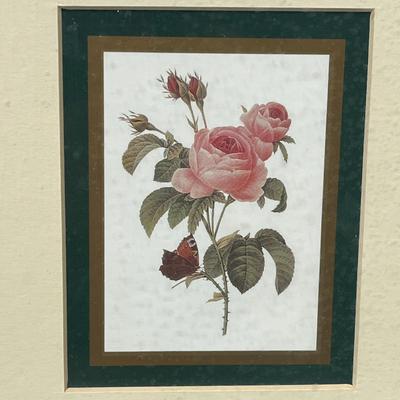 Sale Photo Thumbnail #1010: Two floral artworks, each 6.75 x 7.75 inches