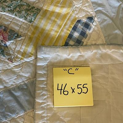 Sale Photo Thumbnail #1061: Handmade quilt with floral blocks and appliqué accents