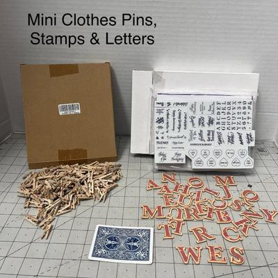 Sale Photo Thumbnail #1103: Includes mini clothespins, rubber stamps, alphabet letters