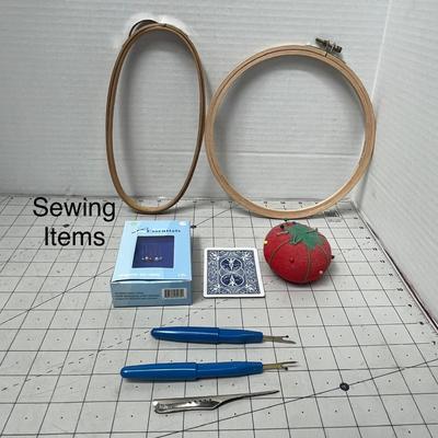 Sale Photo Thumbnail #1112: Includes hoops, seam rippers, pincushion, needles, magnetic box