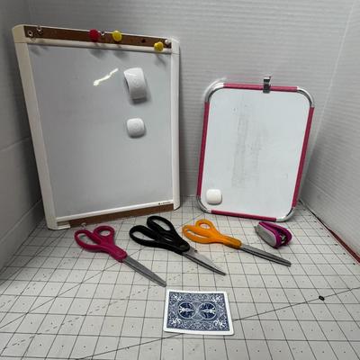 Sale Photo Thumbnail #1139: Includes 2 whiteboards and 5 assorted scissors