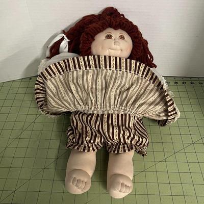 Sale Photo Thumbnail #1206: Handmade, striped dress, soft yarn hair.