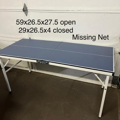 Sale Photo Thumbnail #1328: 59x26.5x27.5" table, compact fold, Great for beer pong or small areas! missing net.