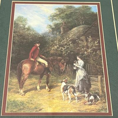Sale Photo Thumbnail #1392: 14x17  Beautiful Frame with scene of horse, dogs, and couple