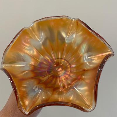 Marigold Carnival Glass compote