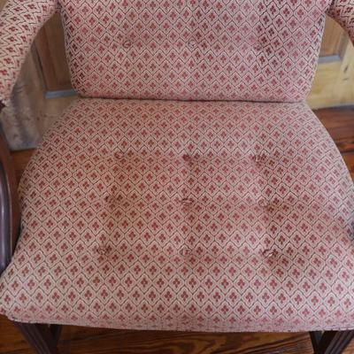 Pair of Vintage Upholstered Armchairs with Wood Frames