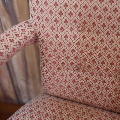 Pair of Vintage Upholstered Armchairs with Wood Frames