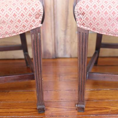 Pair of Vintage Upholstered Armchairs with Wood Frames