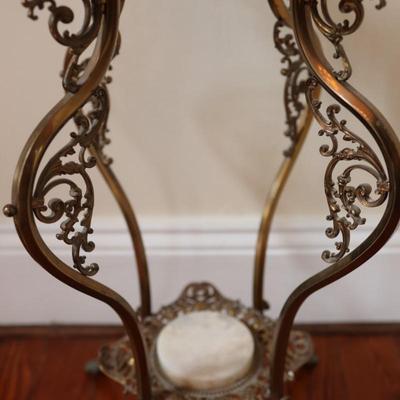 Vintage Brass & Onyx Plant Stand Table