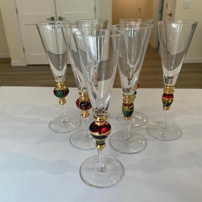 Holiday Painted Glass Champagne Flutes