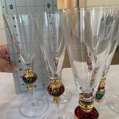 Holiday Painted Glass Champagne Flutes