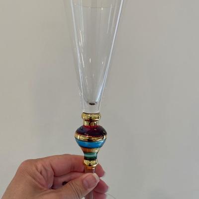 Holiday Painted Glass Champagne Flutes