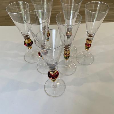 Holiday Painted Glass Champagne Flutes