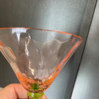 4 Vintage Watermelon Martini Glasses As-Is