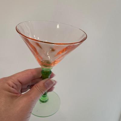 4 Vintage Watermelon Martini Glasses As-Is