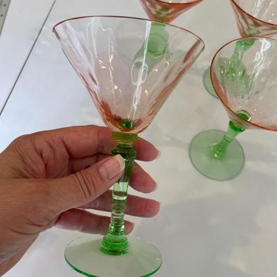 4 Vintage Watermelon Martini Glasses As-Is