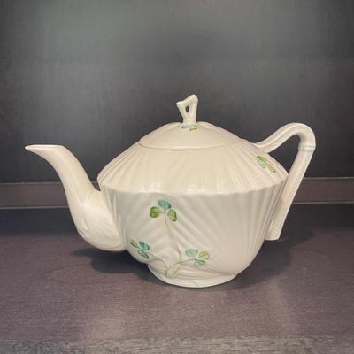 Belleek Harp Shamrock Teapot Ireland
