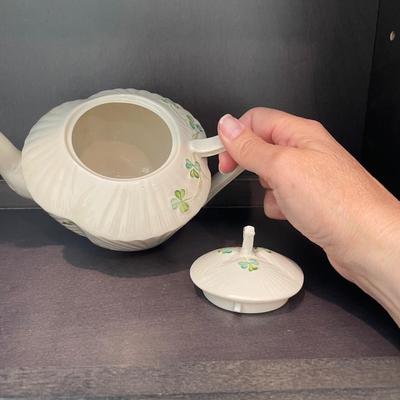 Belleek Harp Shamrock Teapot Ireland