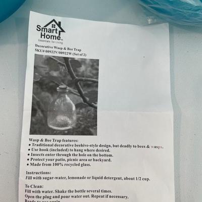 Heart Vase and 2 turquoise Glass Hanging Wasp Traps