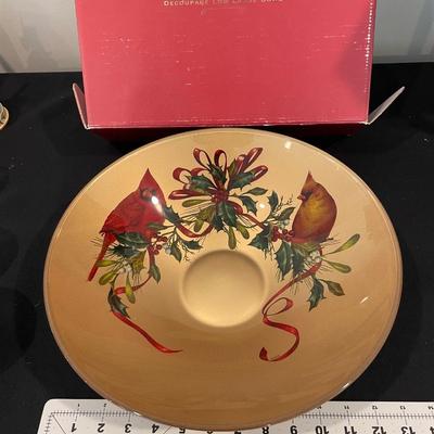Lenox Winter Greetings Glass Cardinal Bowl