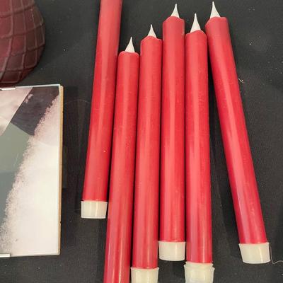 “Joy” Sign, Red battery operated candles, Beeswax candles