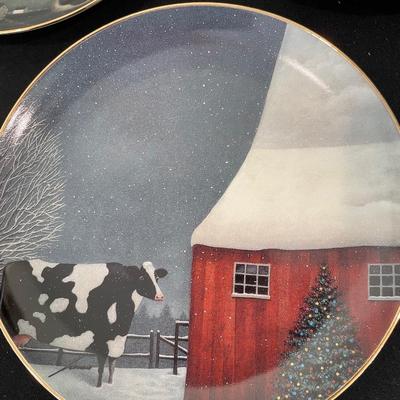 Folk Art Cow Country Porcelain Plates