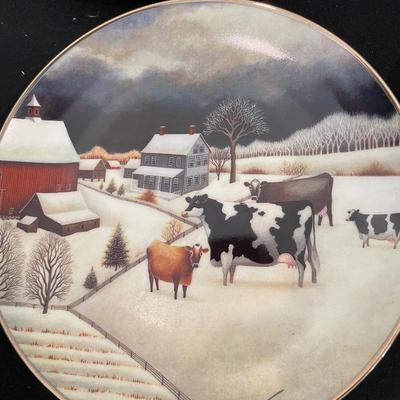 Folk Art Cow Country Porcelain Plates