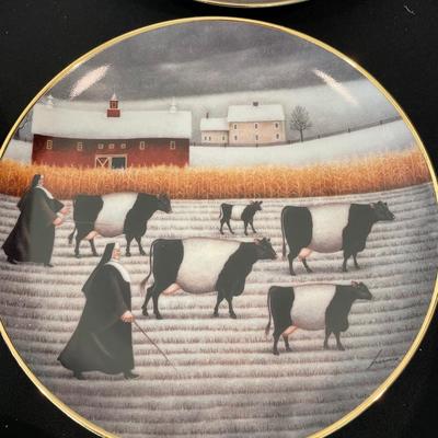 Folk Art Cow Country Porcelain Plates