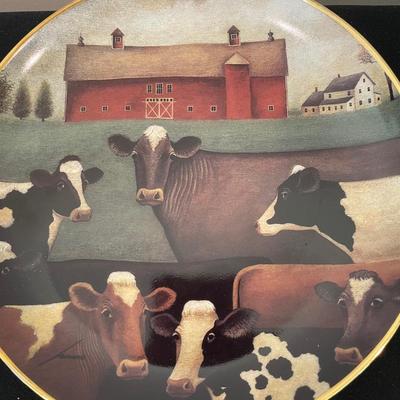 Folk Art Cow Country Porcelain Plates