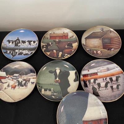 Folk Art Cow Country Porcelain Plates