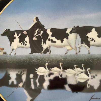 Folk Art Cow Country Porcelain Plates