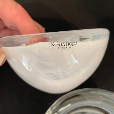 2 Kosta Boda Swirl Glass Votives