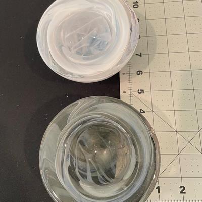 2 Kosta Boda Swirl Glass Votives