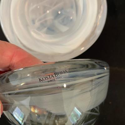 2 Kosta Boda Swirl Glass Votives